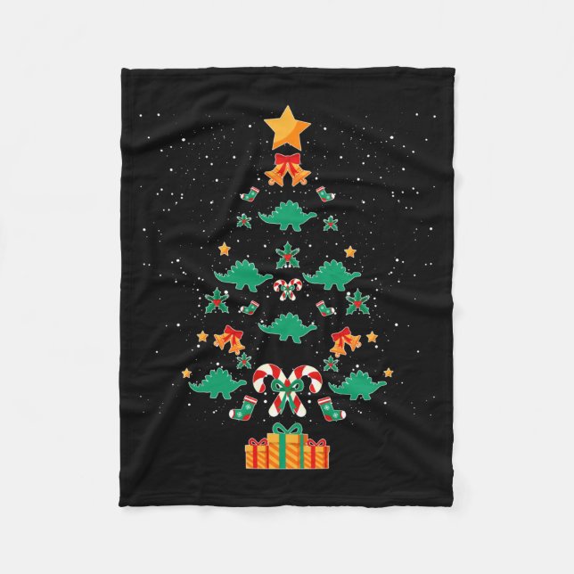 Cobertor De Velo Stegosaurus Dinosaur Christmas Tree Xmas Long Slee (Frente)