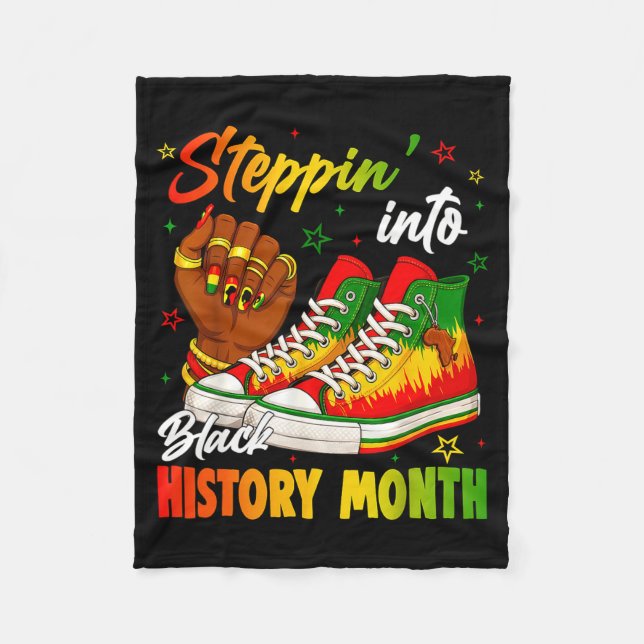 Cobertor De Velo Stepn' Into Black History Month Black Sneakers Wom (Frente)