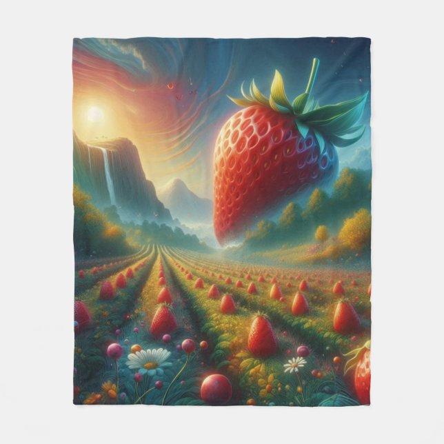 Cobertor De Velo Strawberry Field of Dreams (Frente)