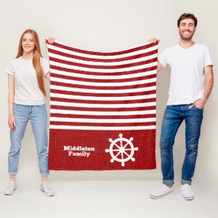 Cobertor De Velo Stripes Náuticas Vermelhas e Brancas