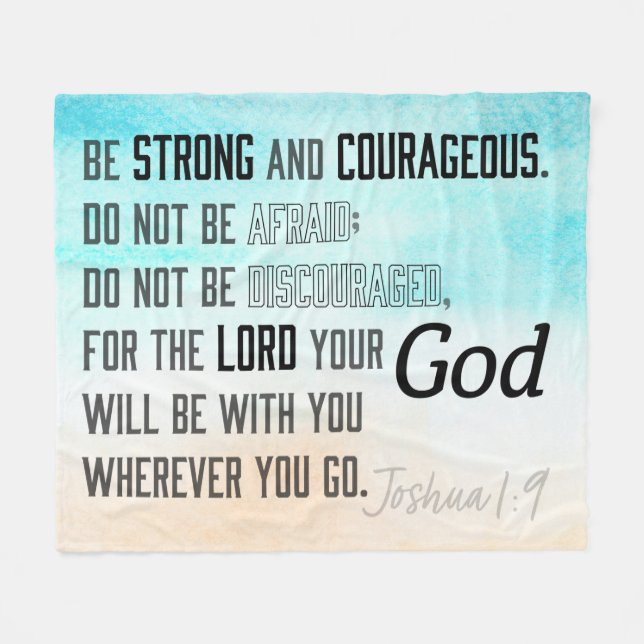 Cobertor De Velo Strong and Courageous Joshua 1:9 Bible (Frente (Horizontal))