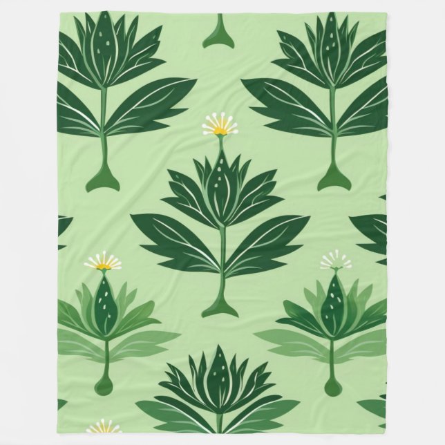 Cobertor De Velo Stylized Plant Pattern – Harmony in Green (Frente)