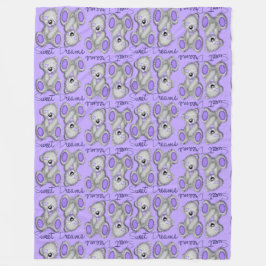 Cobertor De Velo Suave Sonhos Doce Azul lavanda Ursinho