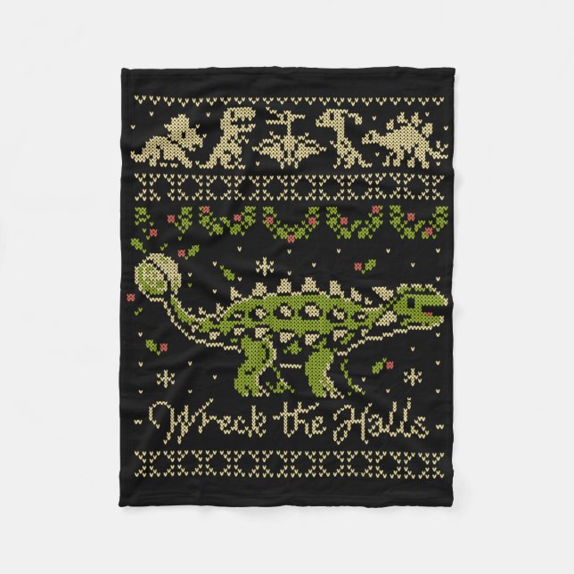 Cobertor De Velo Suéter de Natal de Dinossauro Ankylosaurus (Frente)