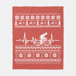 Cobertor De Velo Suéter de natal feliz andando de bicicleta