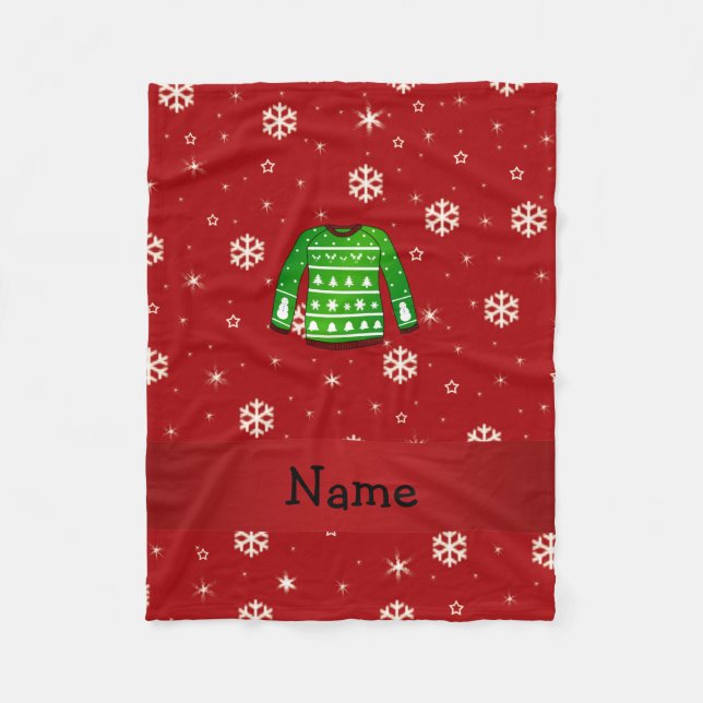 Cobertor De Velo Suéter de natal verde e feio (Frente)
