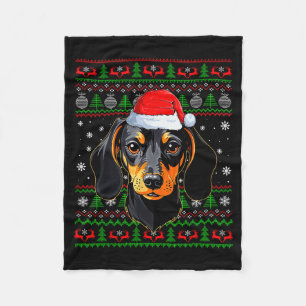 Cobertor De Velo Suéter Feio de Natal Cachorro Dachshund Papai Noel