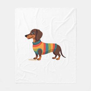Cobertor De Velo Suéter Vintage Arco-íris Dachshund Cachorro Fofo I