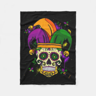 Cobertor De Velo Sugar Skull Jester Hat Mardi Gras Fat Terça Carnei