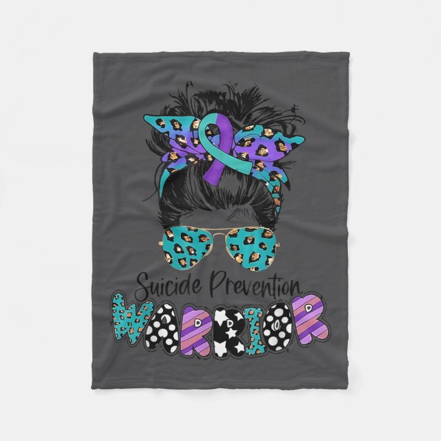 Cobertor De Velo Suicide Awareness Shirt Messy Bun Hair Suicide Pre (Frente)