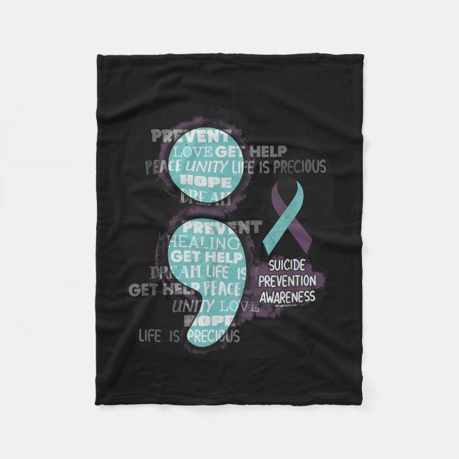 Cobertor De Velo Suicide Awareness Shirt Suicide Prevention Semicol (Frente)