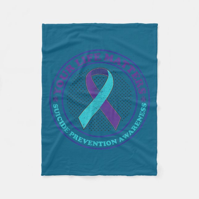 Cobertor De Velo Suicide Prevention Awareness Teal &amp; Purple Rib (Frente)