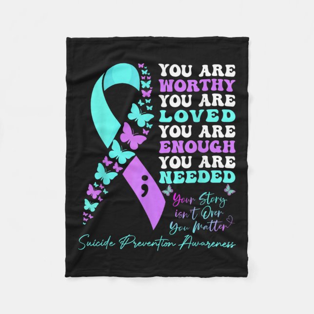 Cobertor De Velo Suicide Prevention Awareness Teal Purple Ribbon Bu (Frente)
