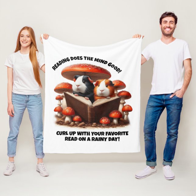 Cobertor De Velo Suínos Engraçados Lendo Sob Cogumelos Vermelhos (In Situ)