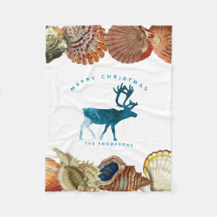 Cobertor De Velo Summer Christmas Beach Seashell Deer