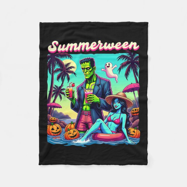 Cobertor De Velo Summer Halloween Zombie Frankenstein Boo Ghost (Frente)