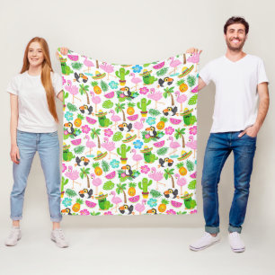 Cobertor De Velo Summer Tropical Toucan e Flamingo Pattern