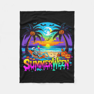 Cobertor De Velo Summerween Skeleton Ghost Beach Funny Spooky Hallo