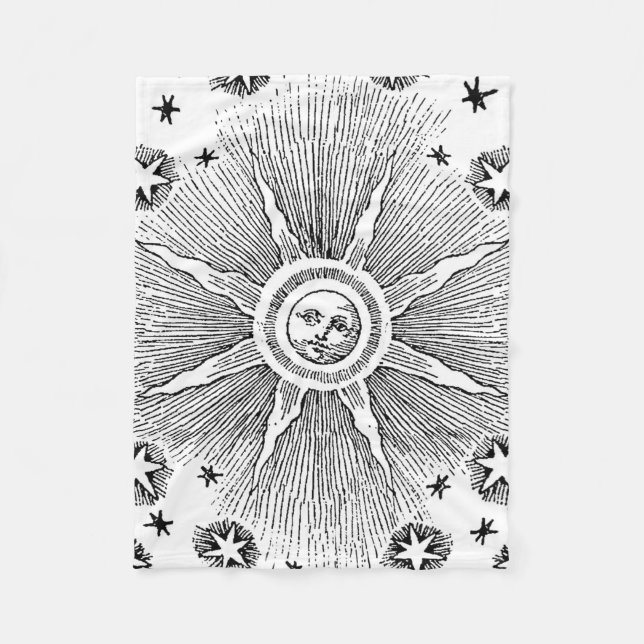 Cobertor De Velo Sun Stars Antiguamente Night Sky Medieval Zodieval (Frente)
