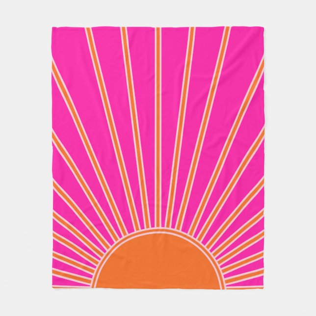 Cobertor De Velo Sun Sunrise Hot Pink E Orange Preppy Sunshor (Frente)