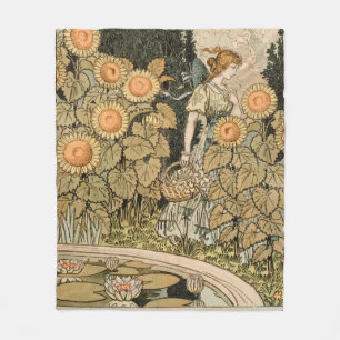 Cobertor De Velo Sunflower Art Nouveau Garden Grasset Woman