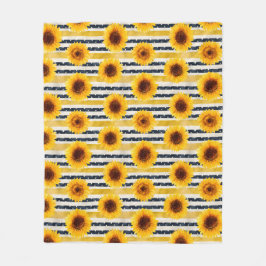 Cobertor De Velo Sunflower Stripes Navy & Yellow 