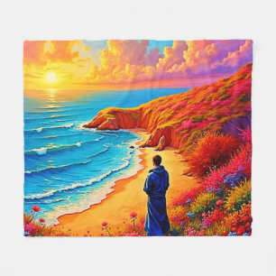 Cobertor De Velo Sunset Beach Solitude Serenity Design