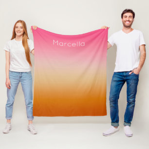 Cobertor De Velo Sunset Orange Pink Ombré Nome Personalizado