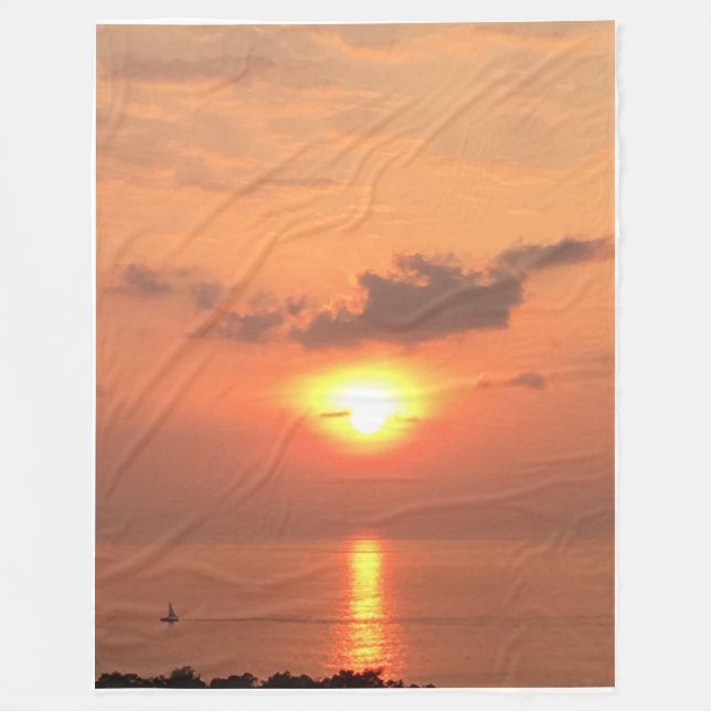 Cobertor De Velo Sunset Sail no Havaí Fleece Blanket (Frente)