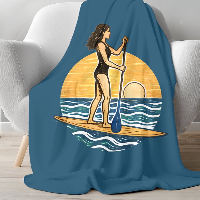 Cobertor De Velo SUP Sunset Paddleboard | Blue Coastal Life Graphic (Criador carregado)