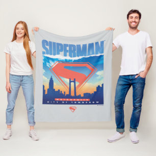 Cobertor De Velo Superman Metropolis Skyline