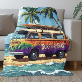 Cobertor De Velo Surf ou Fracasso Groovy Retro Hippie Surfista Ônib