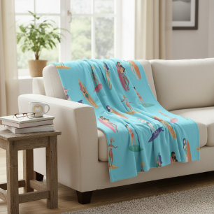 Cobertor De Velo Surfer Girl Beach