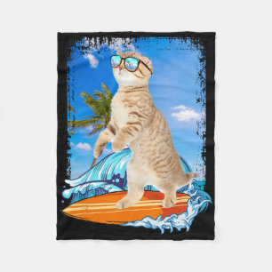 Cobertor De Velo Surfista Fofo Gato Havaiano Amante Surfista Praia