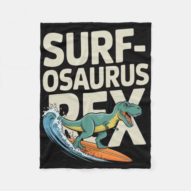 Cobertor De Velo Surfosaurus Rex Dinossauro Divertido de Surfe  (Frente)