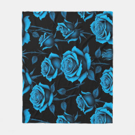 Cobertor De Velo Surreal Neon Blue Roses