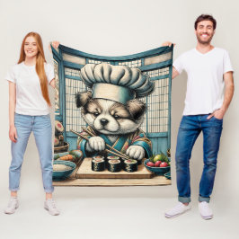 Cobertor De Velo Sushi Chef Puppy Adorável