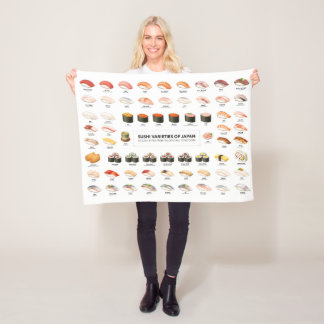 Cobertor De Velo Sushi Guide Blanket – Japanese Food Chart Throw