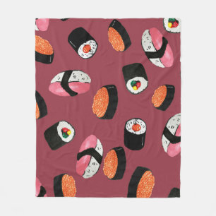 Cobertor De Velo Sushi Onigiri Rolls: Ilustração Sem Costura