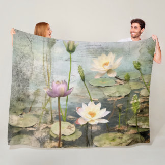 Cobertor De Velo Sussurros de Asia Waterlily Romance em Vintage Hue