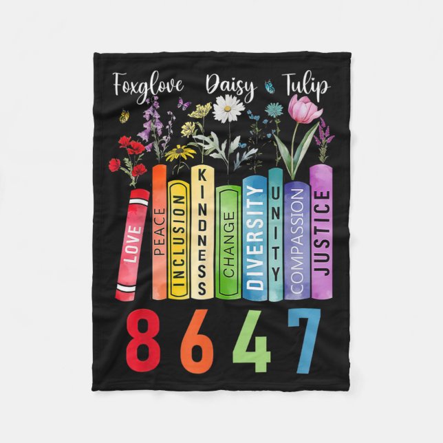 Cobertor De Velo Sutil Floral Foxglove Daisy Tulip Book (Frente)