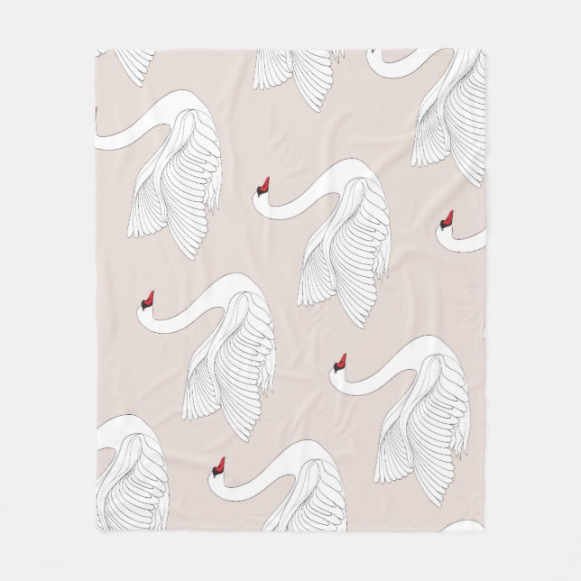 Cobertor De Velo Swan Elegance: Padrão Branco Ornamental. (Frente)