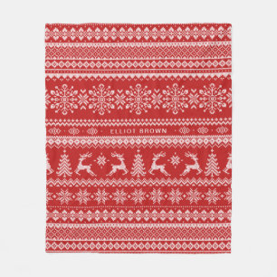Cobertor De Velo Sweater De Natal De Nome Personalizado Vermelho E 