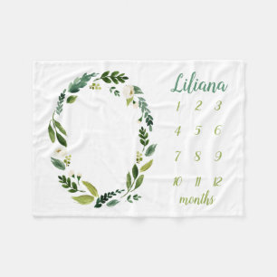 Cobertor De Velo Sweet Greenery Baby Name Monthly Milestone Foto