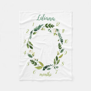 Cobertor De Velo Sweet Greenery Baby Name Monthly Milestone Foto