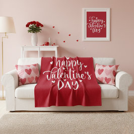 Cobertor De Velo Sweet Red and White Happy Valentine's Day 