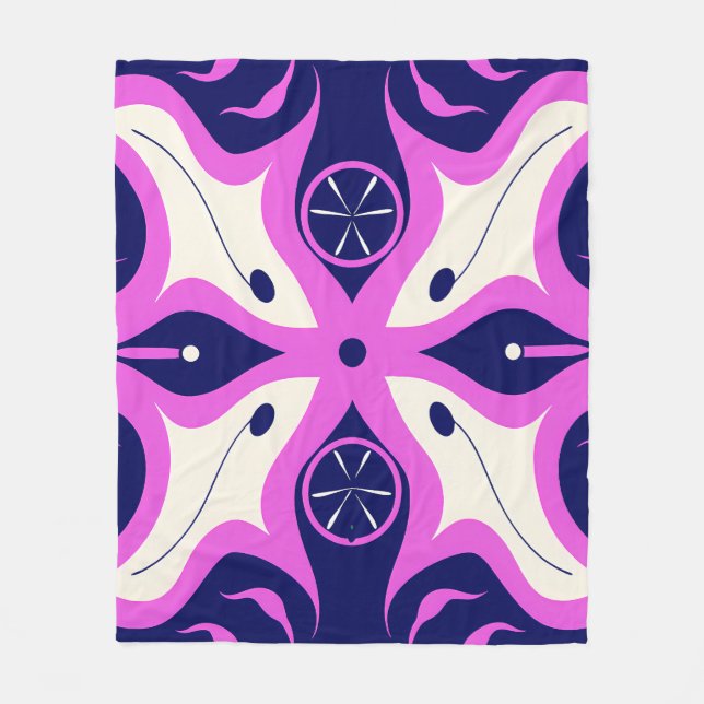 Cobertor De Velo Symmetrical Abstract Pattern in Purple and White (Frente)