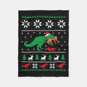 Cobertor De Velo T Rex Comendo Rena Dinossauro Engraçado Natal Feio