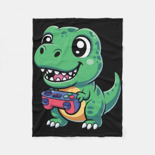 Cobertor De Velo T-Rex Feliz Com Controle De Jogo Cute Gamer Dino T