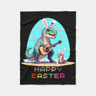 Cobertor De Velo T-rex Feliz Páscoa Ovos Retro Vintage Arte Pixel R